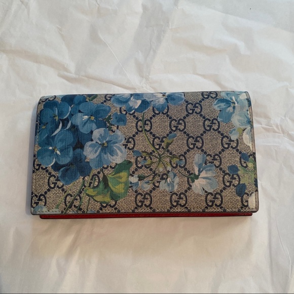 Gucci Chain Wallet Blooms Print GG Coated Canvas - Picture 3 of 14